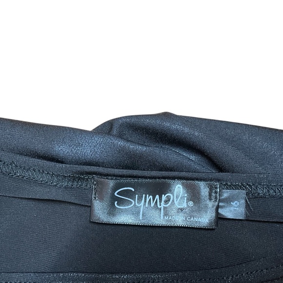 SYMPLI Black Mottled / Acid Wash Metallic Look Finish 3/4 Sleeve Top Sz 16 - Picture 5 of 9